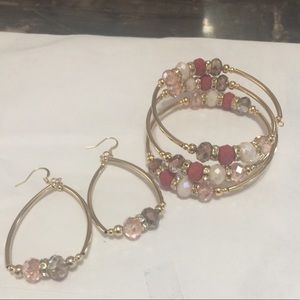Crystal with gold tone Bracelet and earrings set